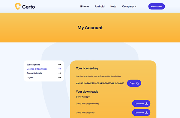 Getting started with Certo AntiSpy